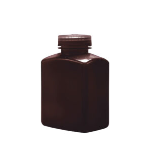 Rechthoekige fles van HDPE, amberkleurig