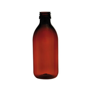 Fles van amberkleurig PET