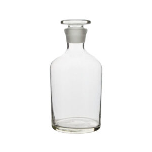 Fles met smalle hals, transparant, met stop van geslepen glas