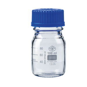 Fles met schaalverdeling, ISO schroefdop, borosilicaat 3.3