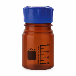 GEGRADUEERDE FLES VAN AMBERKLEURIG PP, WIJDE HALS